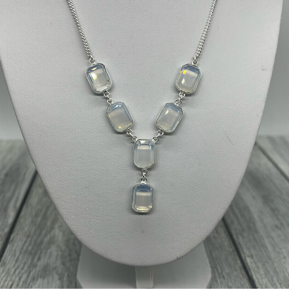 324. Faceted Opalite Sterling Gemstone Necklace.